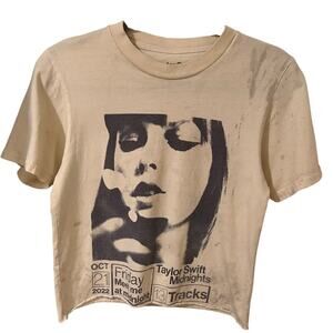 Taylor Swift Official Merch Tie Dye Cropped Midnights Graphic T 13 Tracks, S
